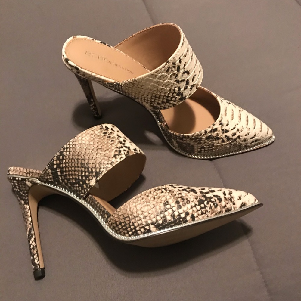 BCBG Generation Snake skin Mules